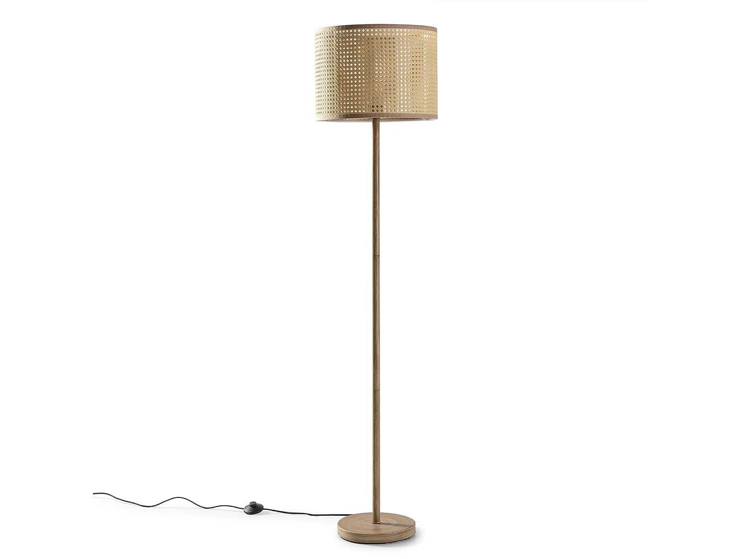 Lampadaire Keiko métal imitation bois, hauteur 161 cm