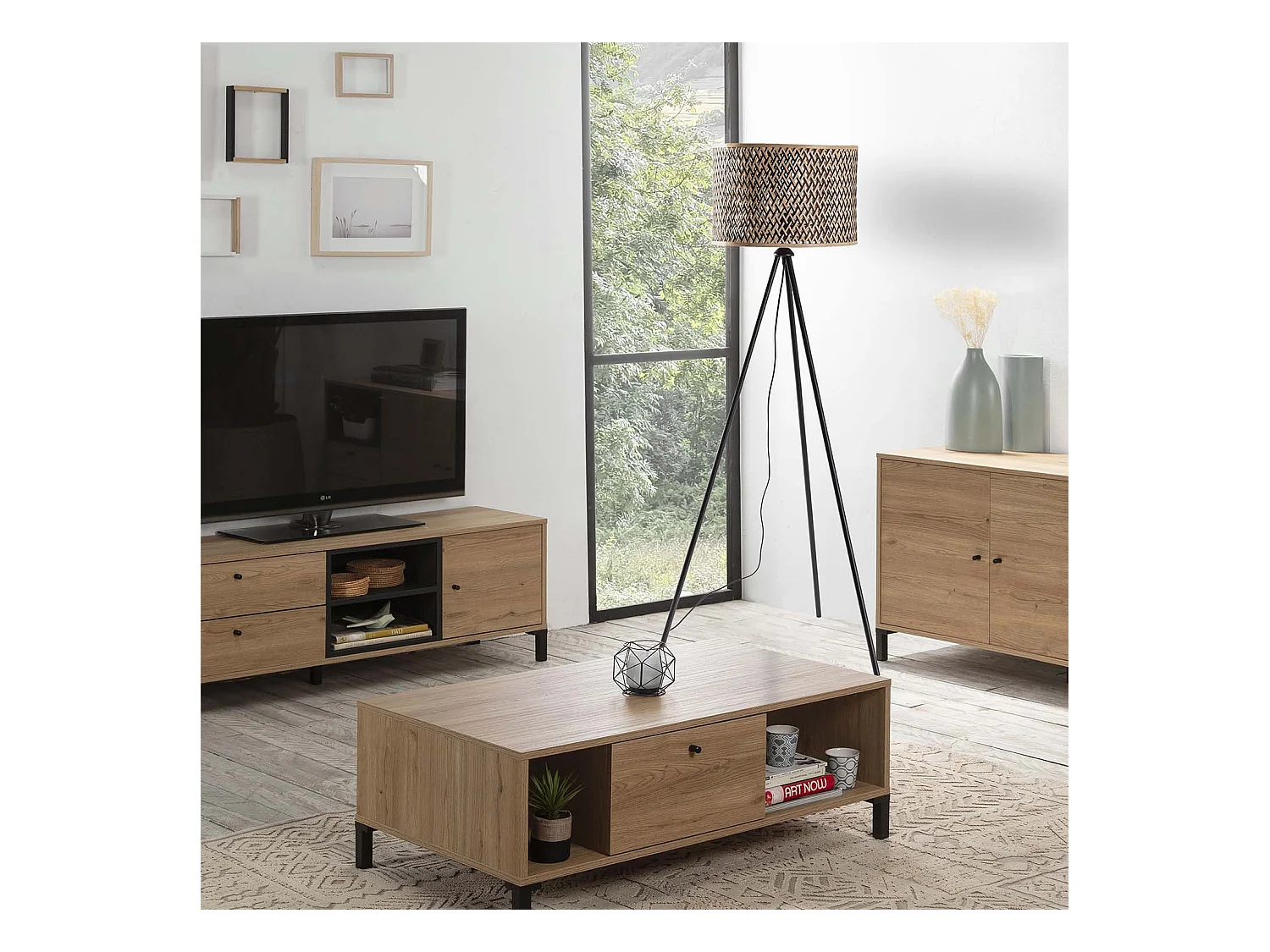 Lampada da terra Hanae in bambù, altezza 158 cm