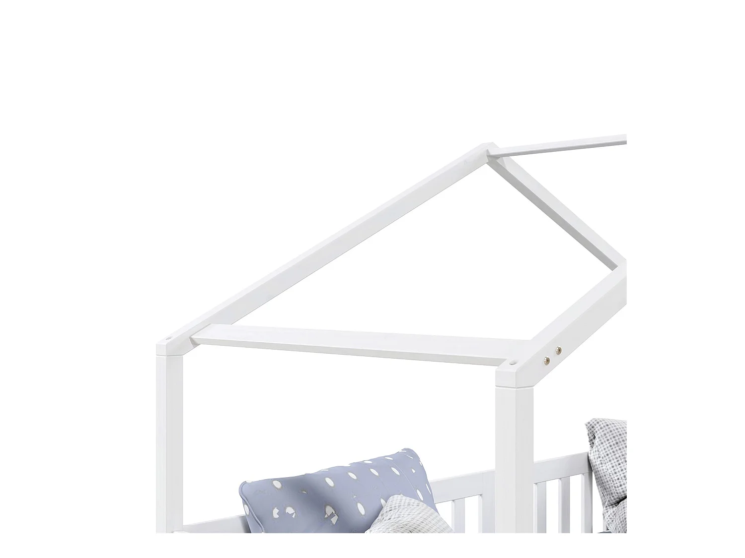 Lit cabane ELEA lit enfant simple montessori 90 x 190 cm, avec 2 tiroirs de rangement, en pin massif lasuré blanc