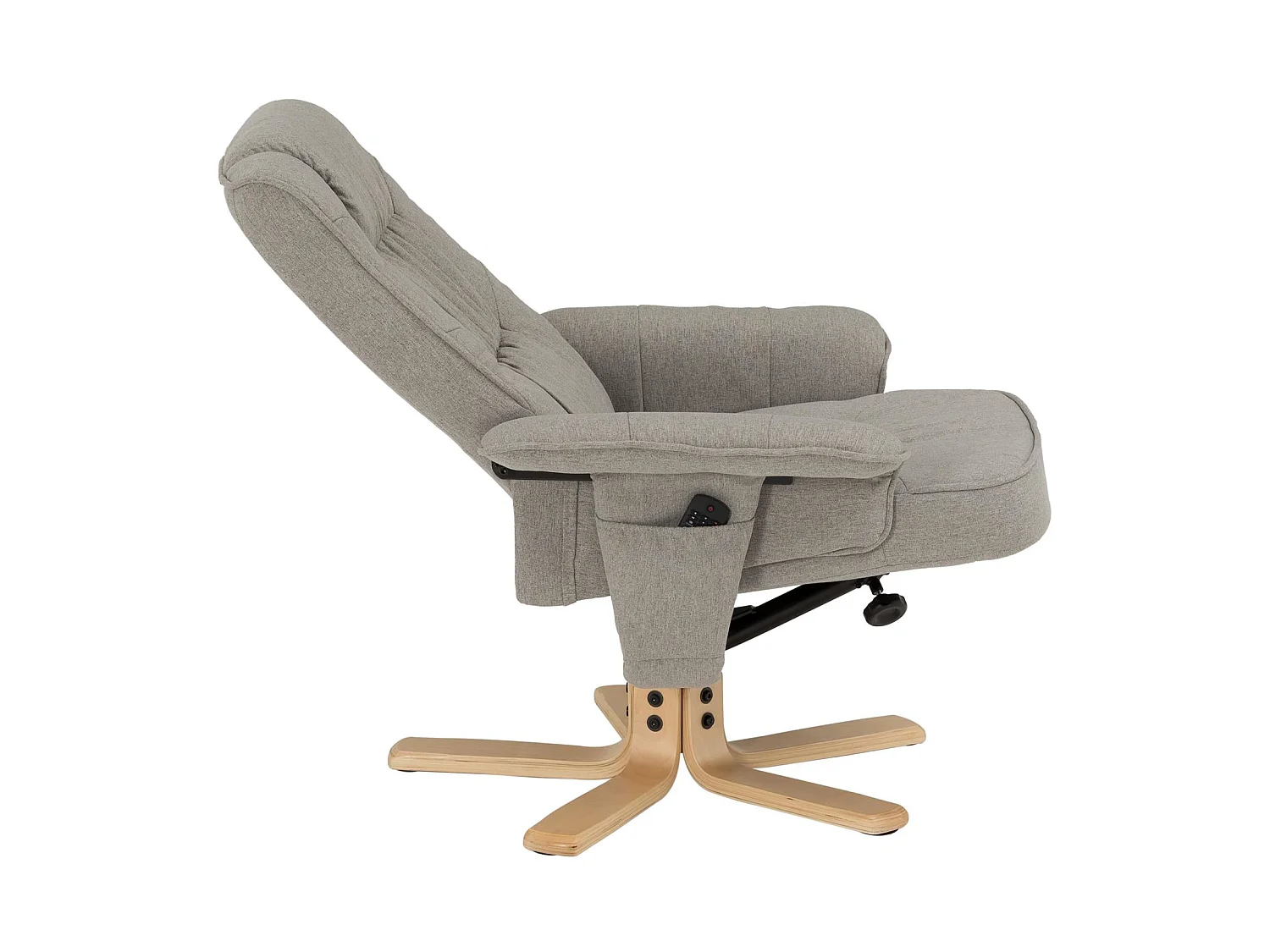 Fauteuil de relaxation CHARLY avec repose-pieds pouf siège pivotant dossier inclinable assise rembourrée relax, en tissu gris