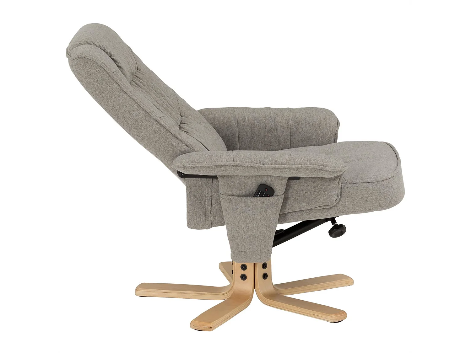 Fauteuil de relaxation CHARLY avec repose-pieds pouf siège pivotant dossier inclinable assise rembourrée relax, en tissu gris