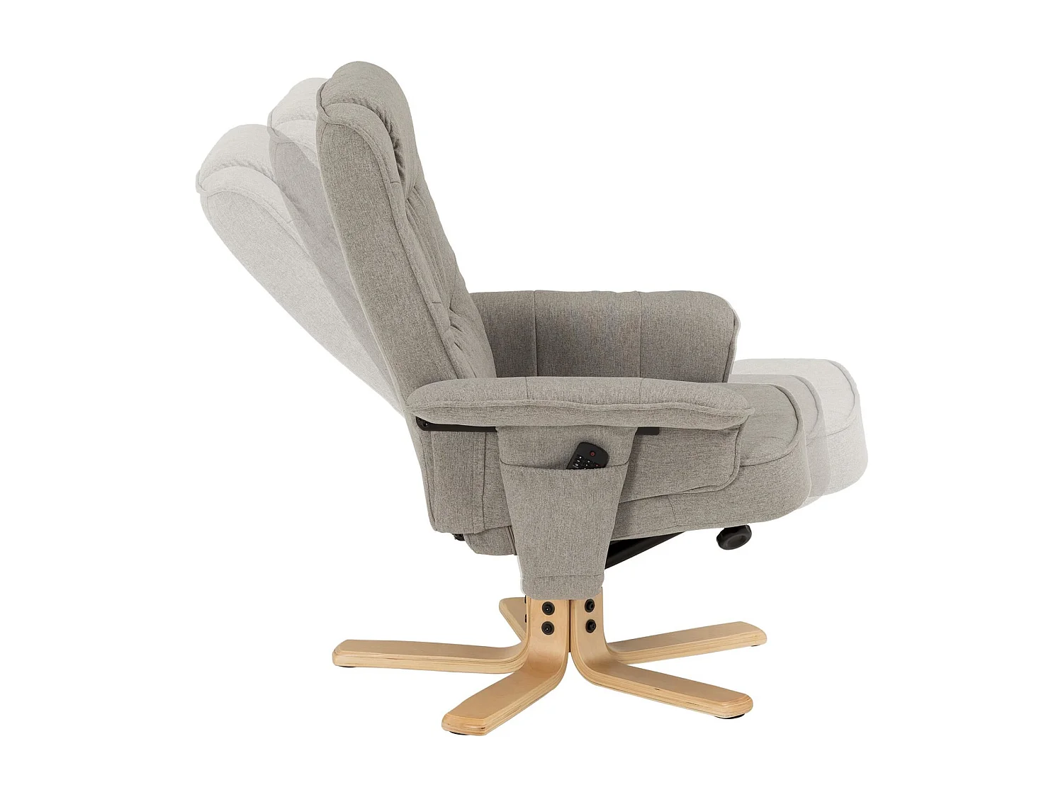 Fauteuil de relaxation CHARLY avec repose-pieds pouf siège pivotant dossier inclinable assise rembourrée relax, en tissu gris