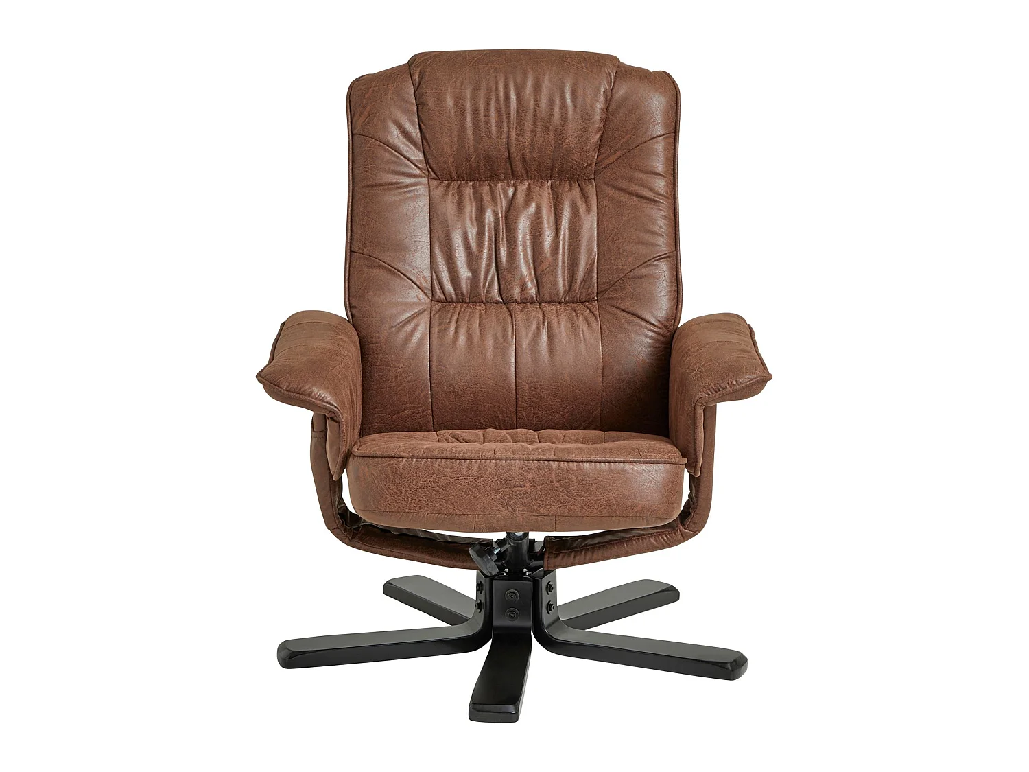 Fauteuil de relaxation CHARLY repose-pieds siège pivotant dossier inclinable assise rembourrée, en tissu vintage brun pieds noirs