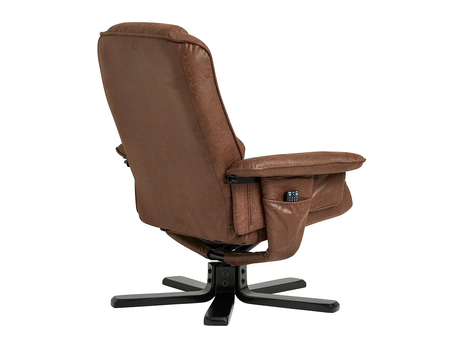 Fauteuil de relaxation CHARLY repose-pieds siège pivotant dossier inclinable assise rembourrée, en tissu vintage brun pieds noirs