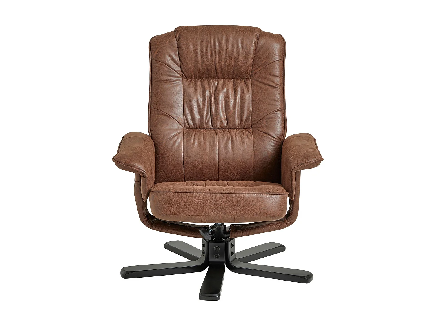 Fauteuil de relaxation CHARLY repose-pieds siège pivotant dossier inclinable assise rembourrée, en tissu vintage brun pieds noirs