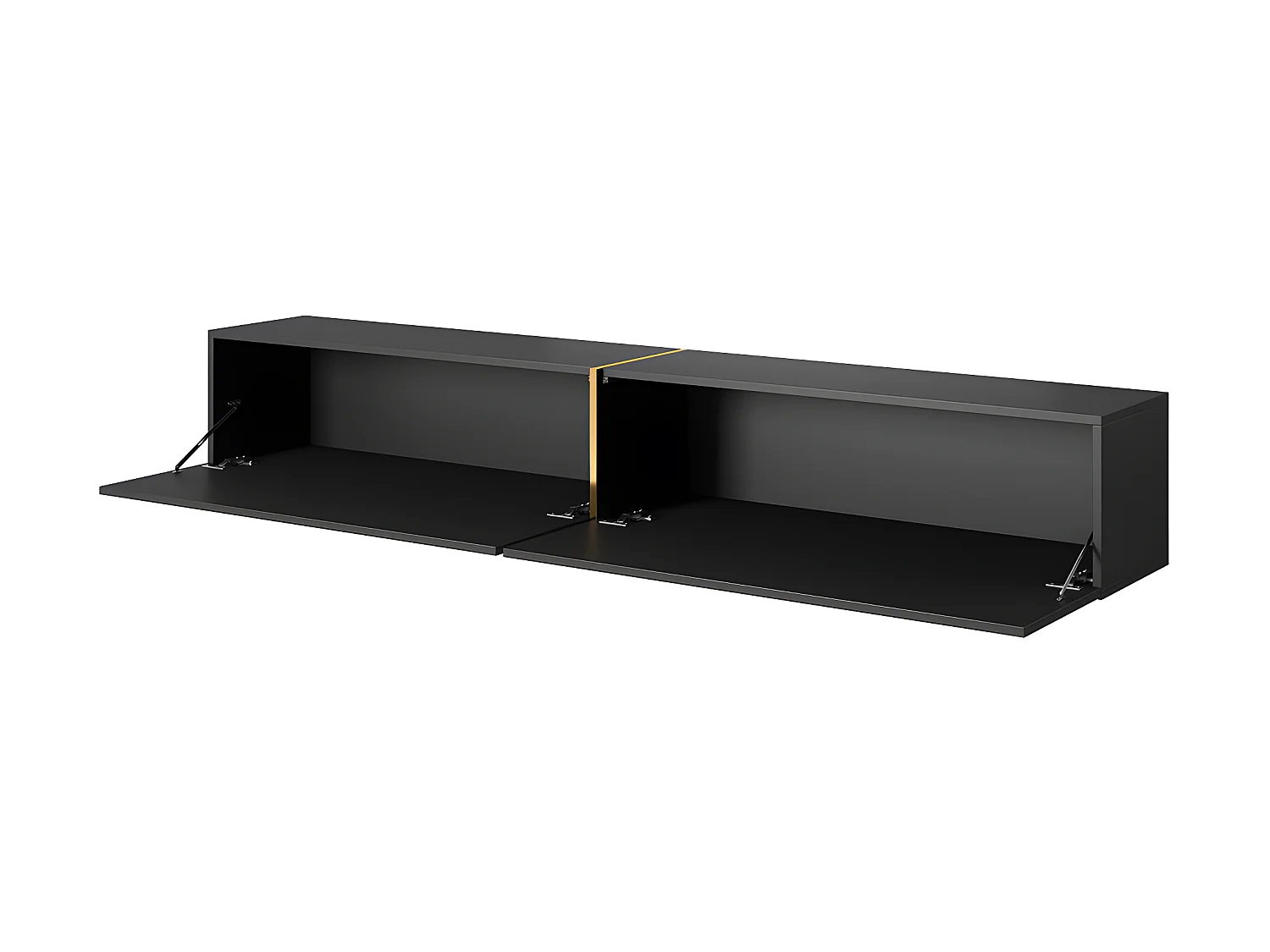 TV-Lowboard TV-Möbel hängend - 200 cm (Schwarz mit goldenem Einsatz) - Bisira