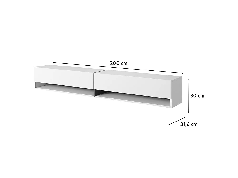 Meuble TV 200 cm - noir avec insert doré - BISIRA