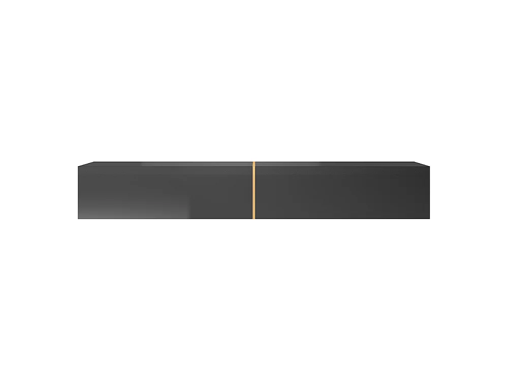 Meuble TV 200 cm - noir avec insert doré - BISIRA