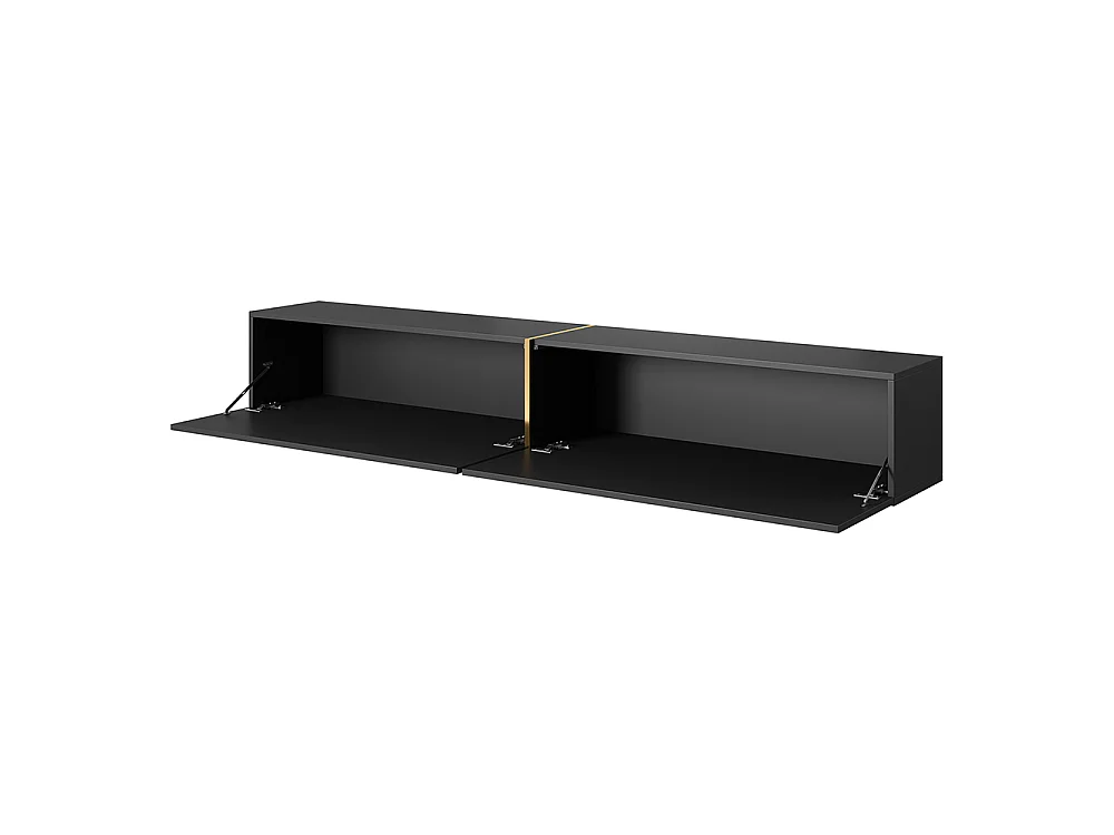 Meuble TV 200 cm - noir avec insert doré - BISIRA