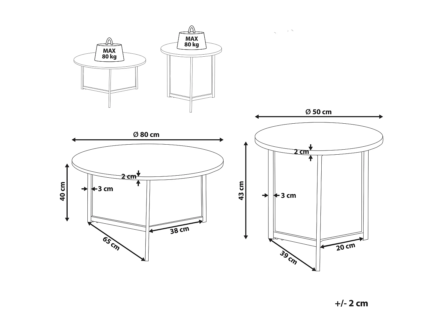 Ensemble de tables TIPPO Set de 2 Bois foncé