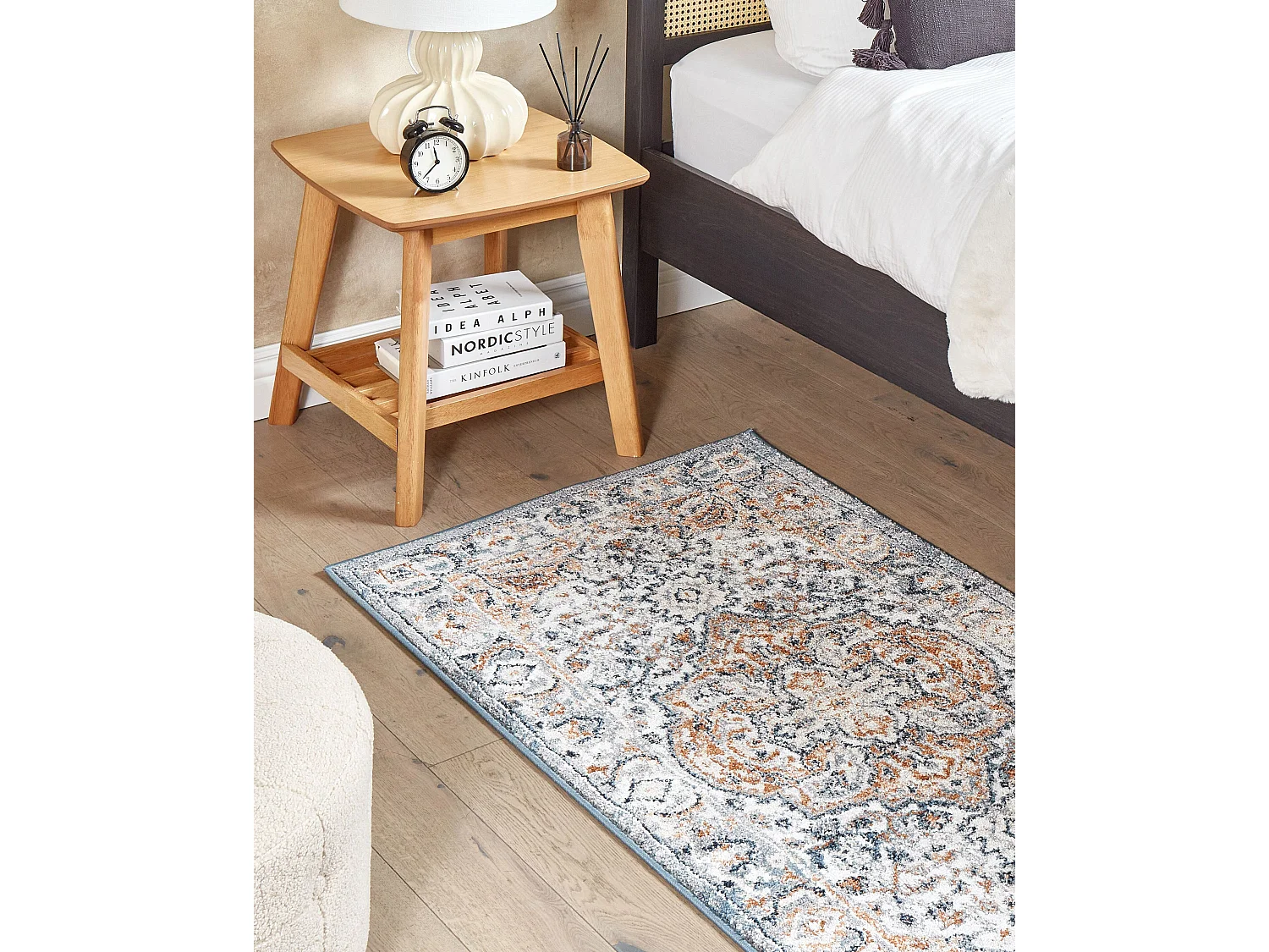 Teppich beige / bunt 80 x 150 cm Kurzflor orientalisches Muster Vintage Maralik