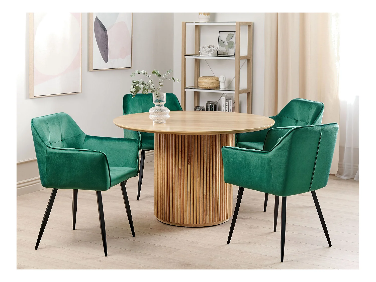 Esszimmerstuhl 2er Set Samtstoff grün Metallbeine schwarz Glamourös Jasmin