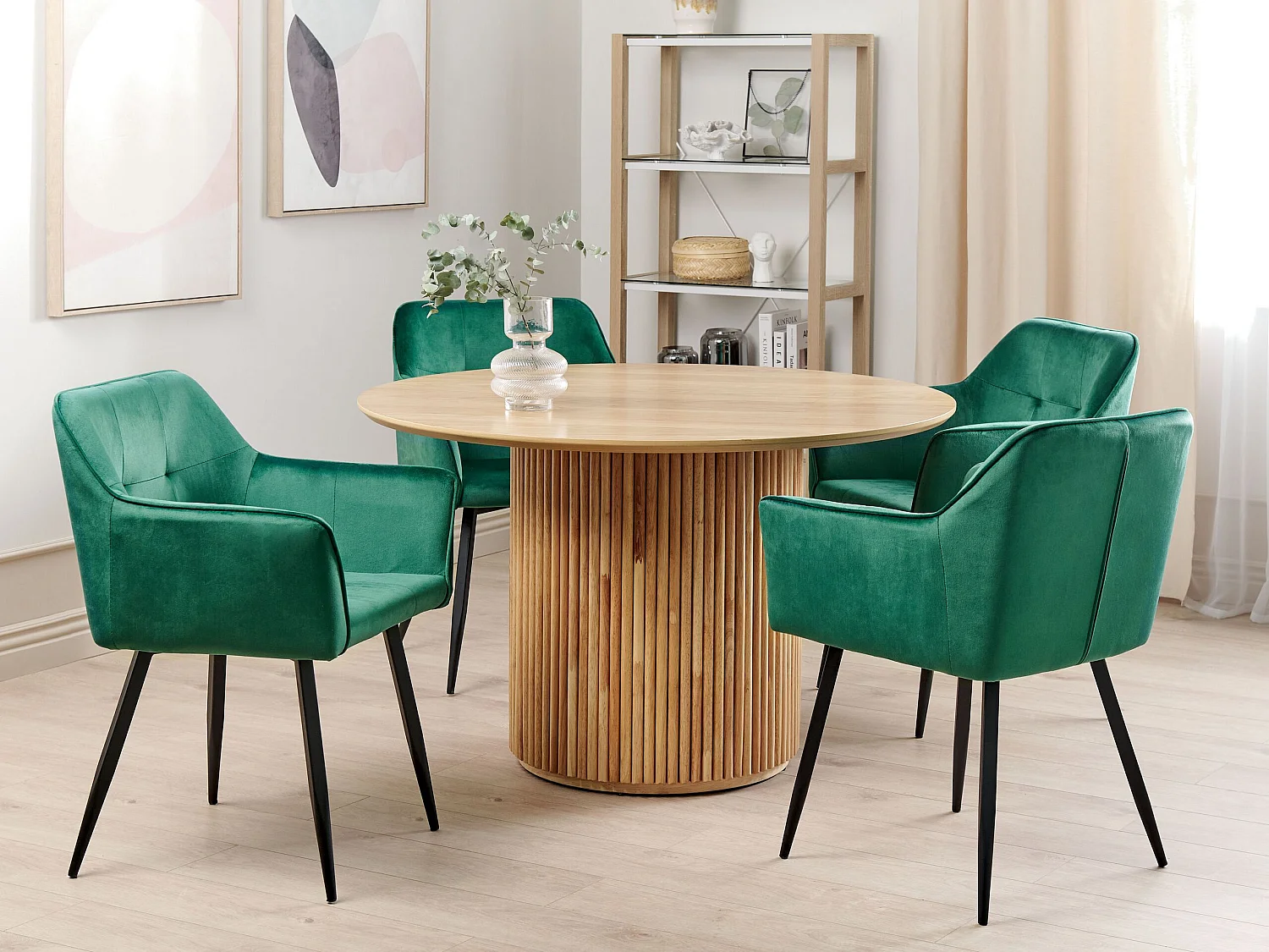Zestaw 2 krzeseł do jadalni JASMIN Welur Szmaragdowy