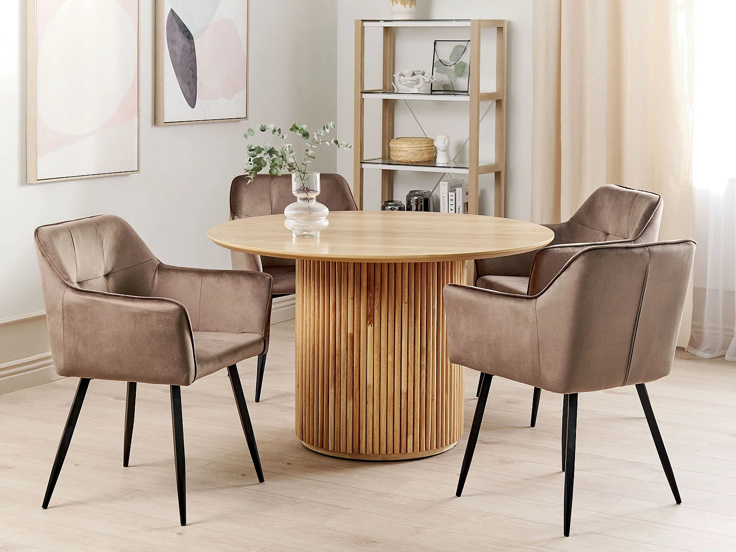 Lot de 2 chaises de salle à manger JASMIN Velours Marron