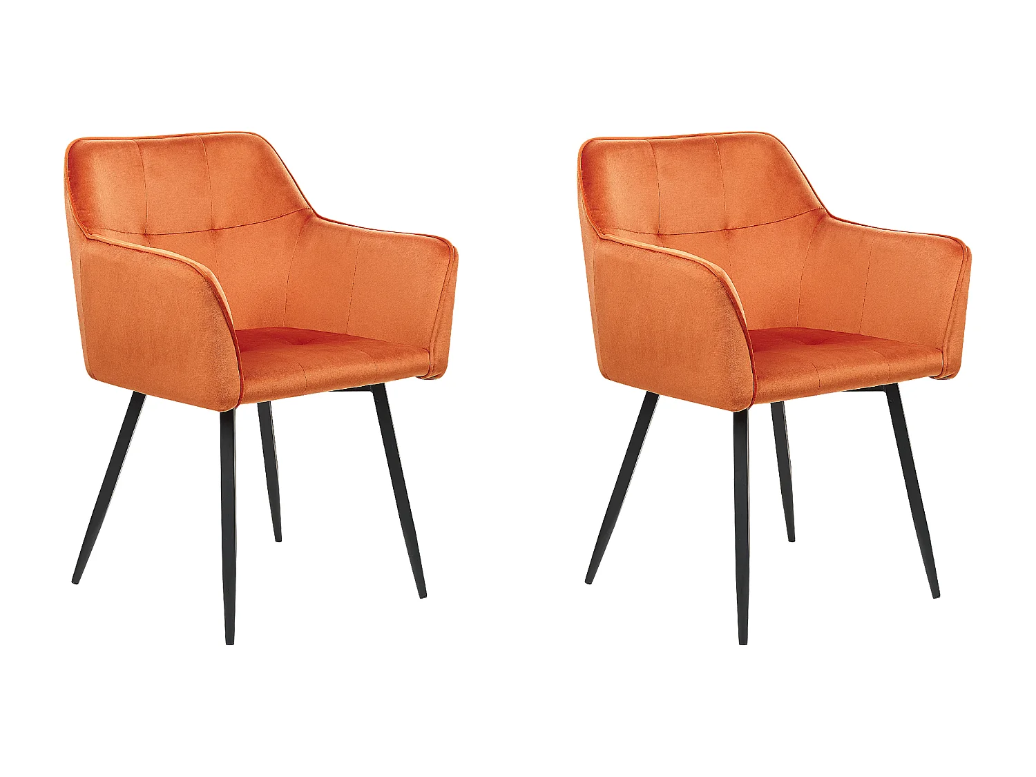 Esszimmerstuhl 2er Set Samtstoff orange Metallbeine schwarz Glamourös Jasmin