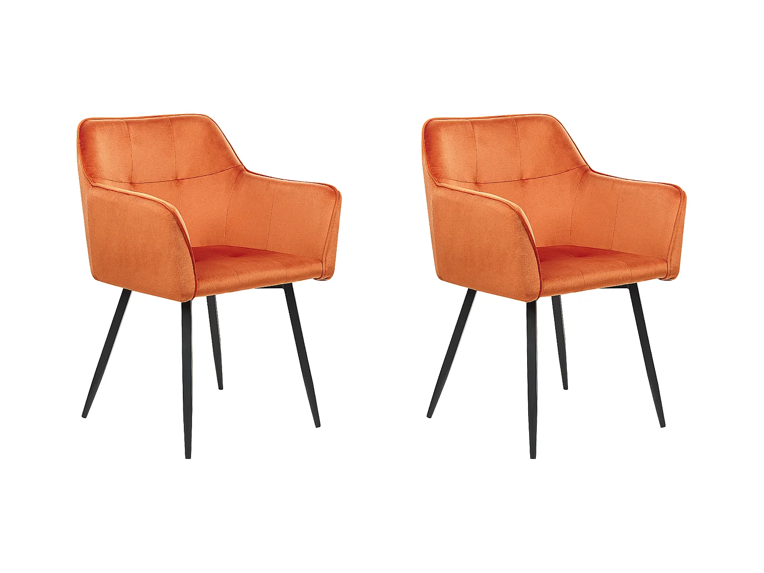 Lot de 2 chaises de salle à manger JASMIN Velours Orange
