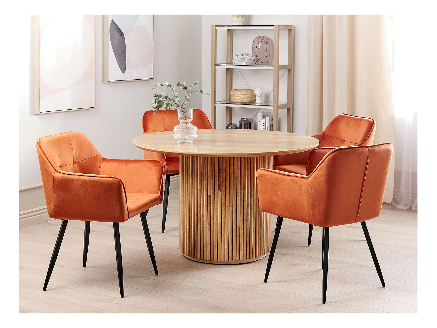 Conjunto de 2 cadeiras de jantar JASMIN Veludo Laranja