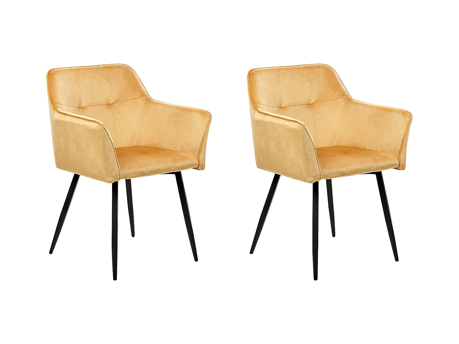 Esszimmerstuhl 2er Set Samtstoff gelb Metallbeine schwarz Glamourös Jasmin