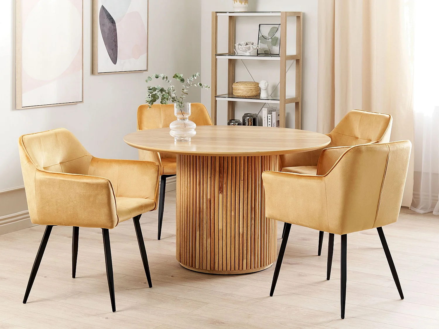 Lot de 2 chaises de salle à manger JASMIN Velours Moutarde