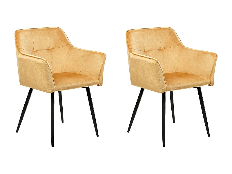 Lot de 2 chaises de salle à manger JASMIN Velours Moutarde