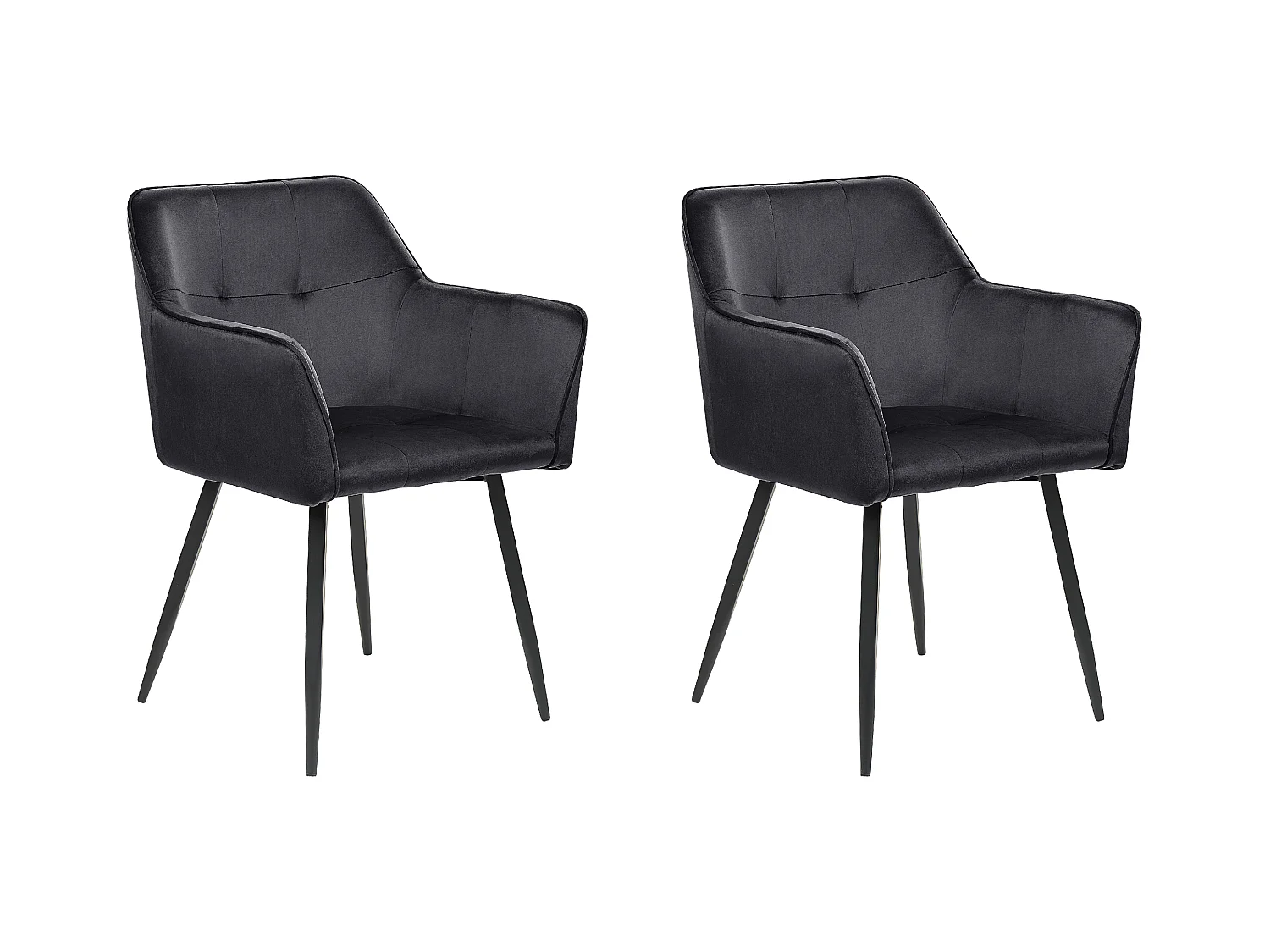 Set van 2 eetkamerstoelen JASMIN Fluweel Zwart