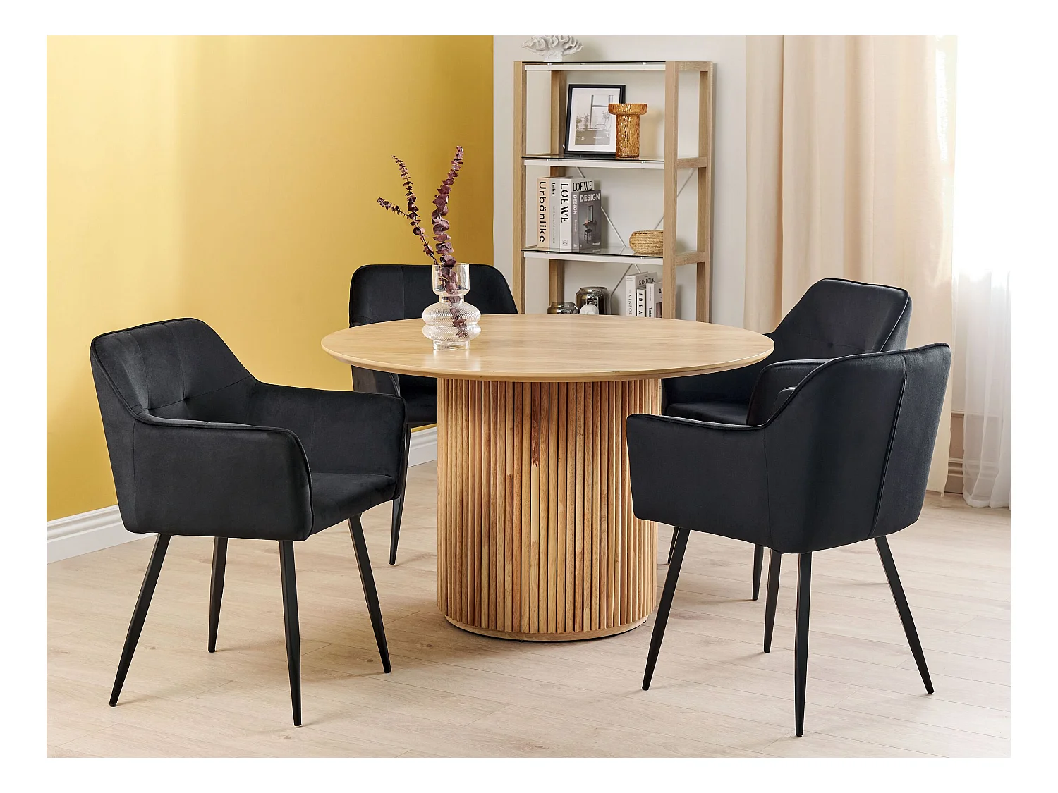 Set van 2 eetkamerstoelen JASMIN Fluweel Zwart