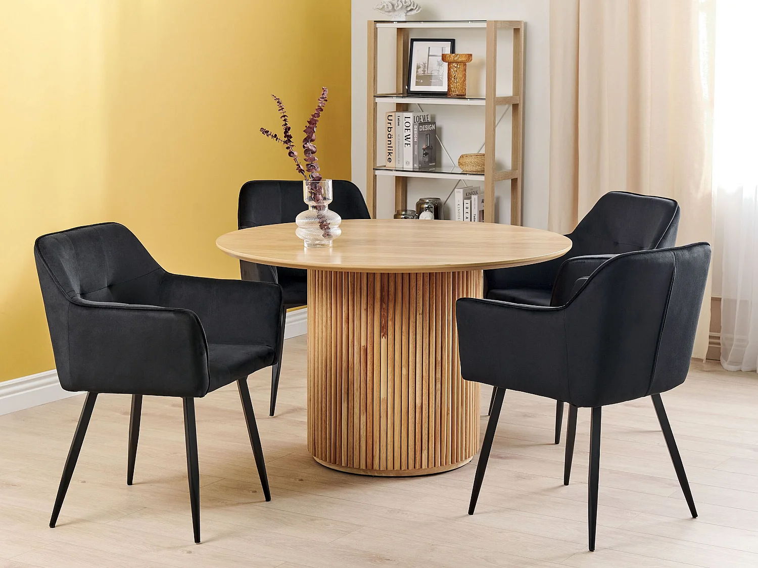 Set van 2 eetkamerstoelen JASMIN Fluweel Zwart