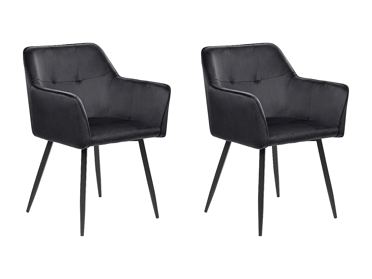 Set van 2 eetkamerstoelen JASMIN Fluweel Zwart