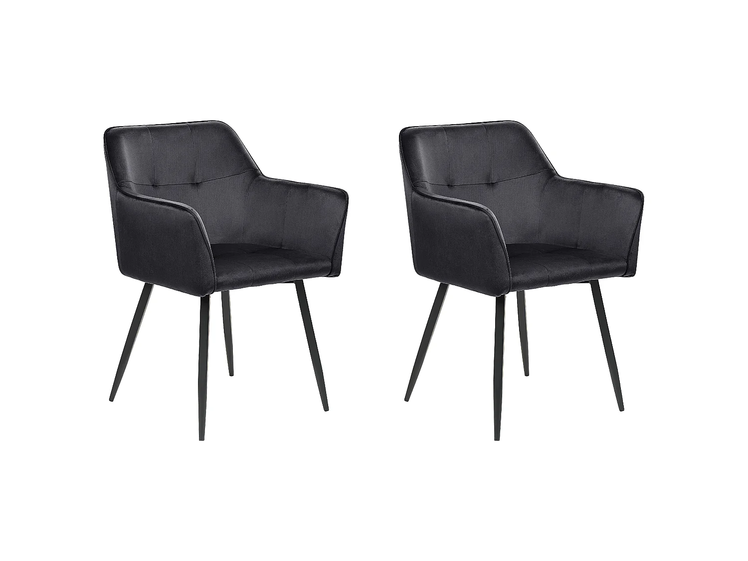Set van 2 eetkamerstoelen JASMIN Fluweel Zwart