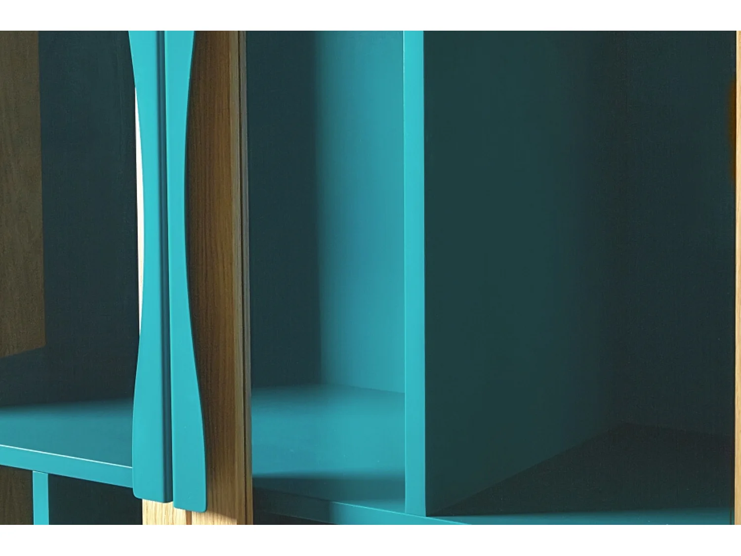 Bibliothèque Vitrine "Avon" 165cm Chêne & Bleu