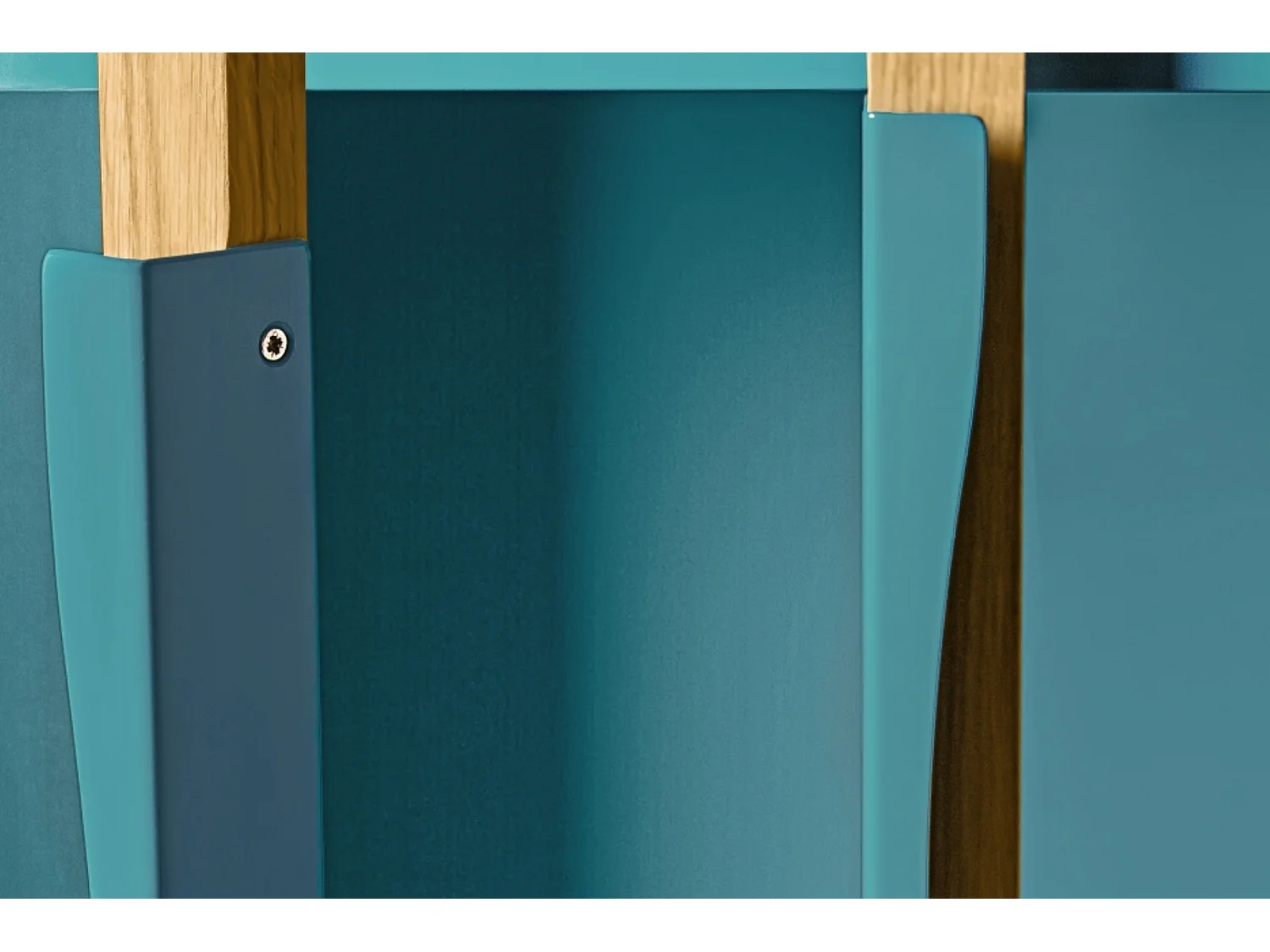 Bibliothèque Vitrine "Avon" 165cm Chêne & Bleu