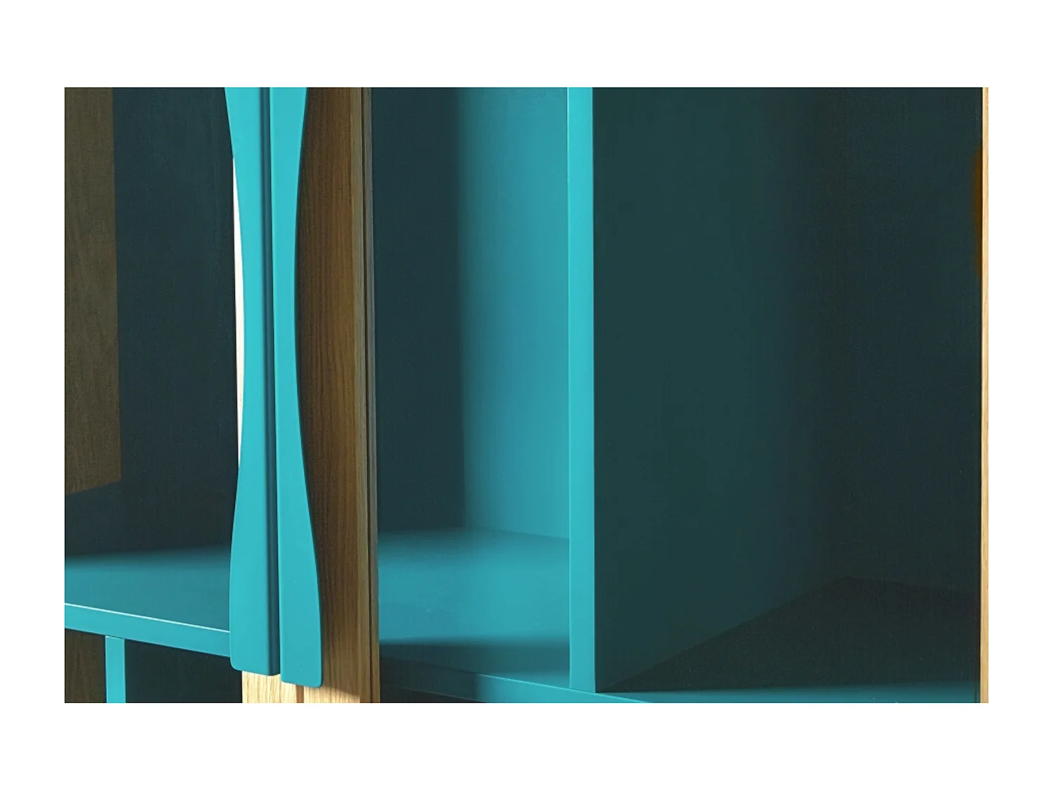 Bibliothèque Vitrine "Avon" 165cm Chêne & Bleu