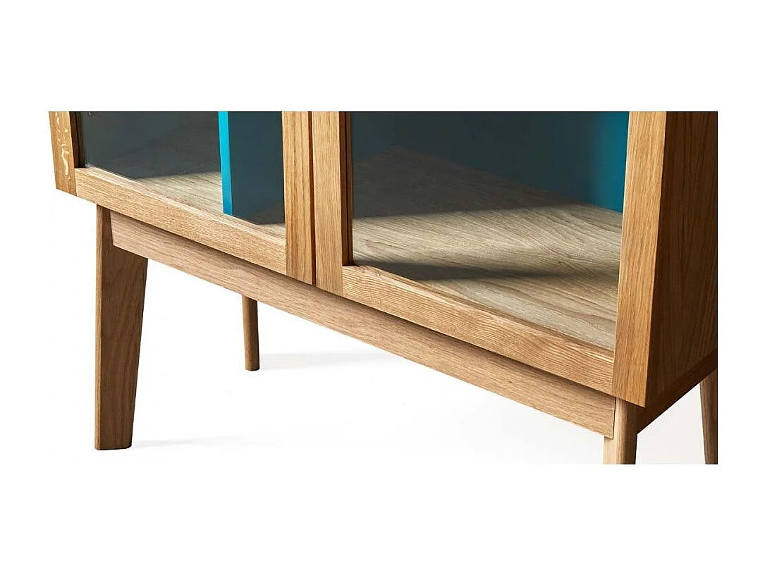 Bibliothèque Vitrine "Avon" 165cm Chêne & Bleu