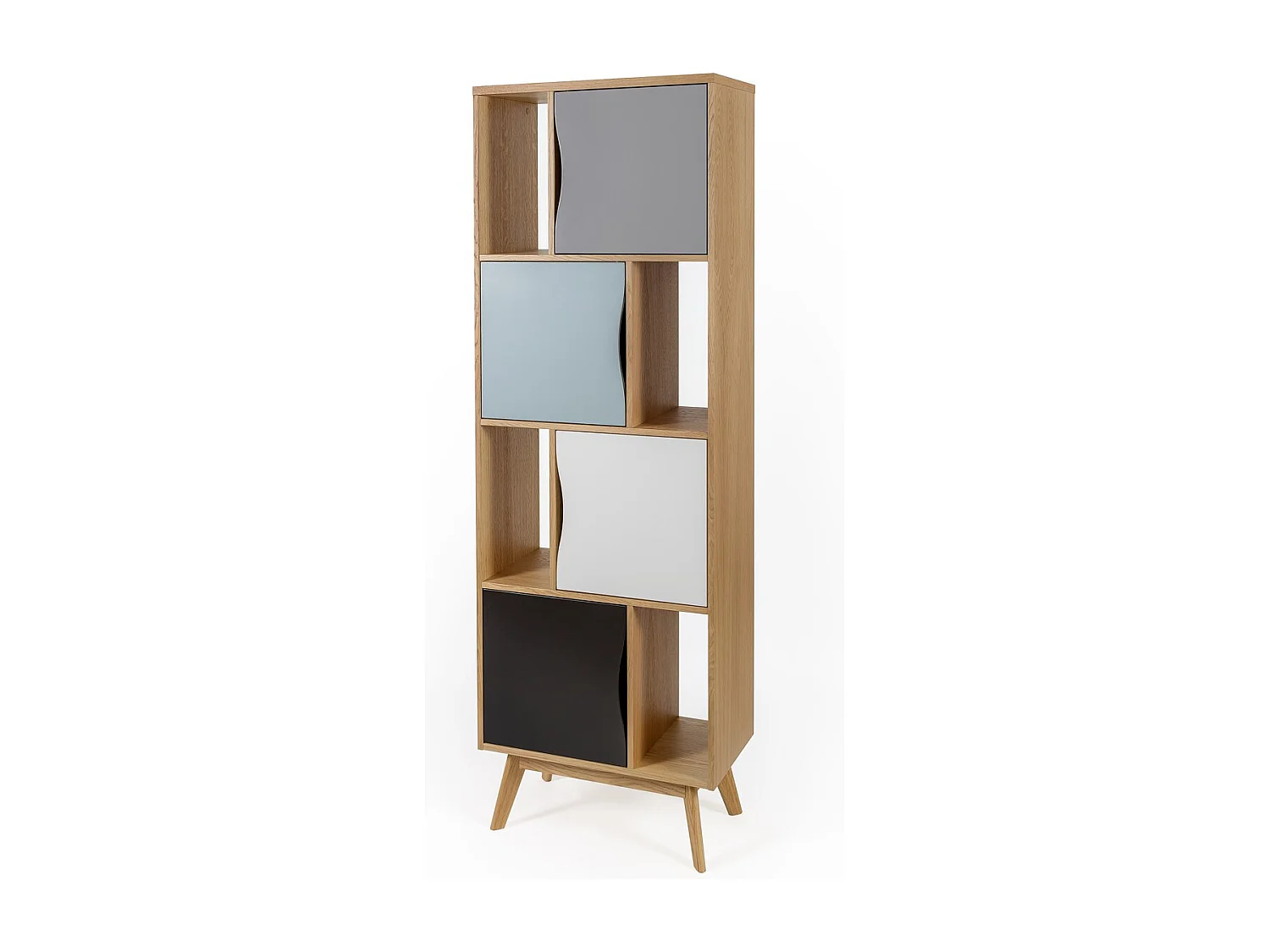 Bibliothèque Design "Avon" 191cm Chêne & Bleu