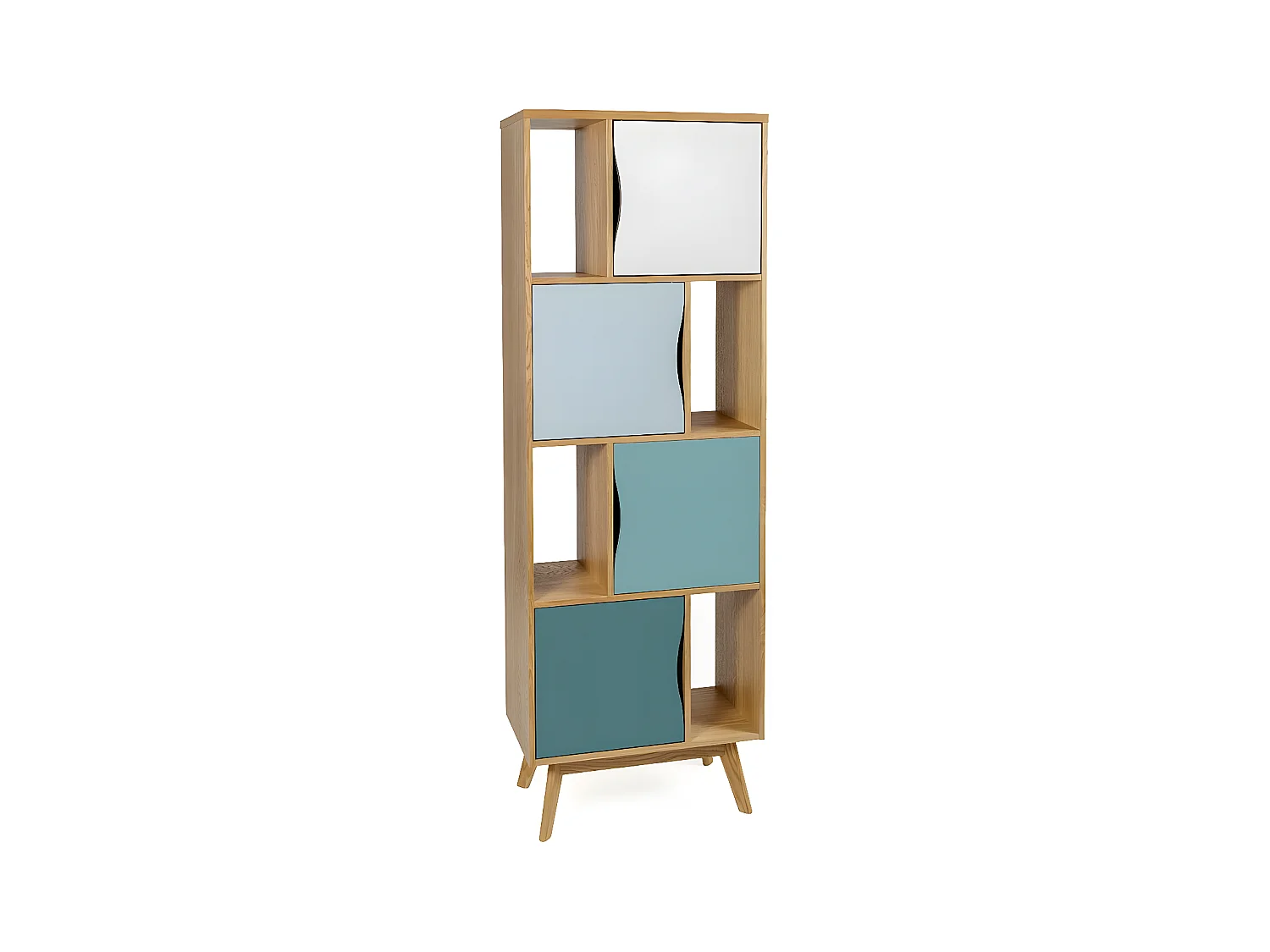 Bibliothèque Design "Avon" 191cm Naturel & Bleu