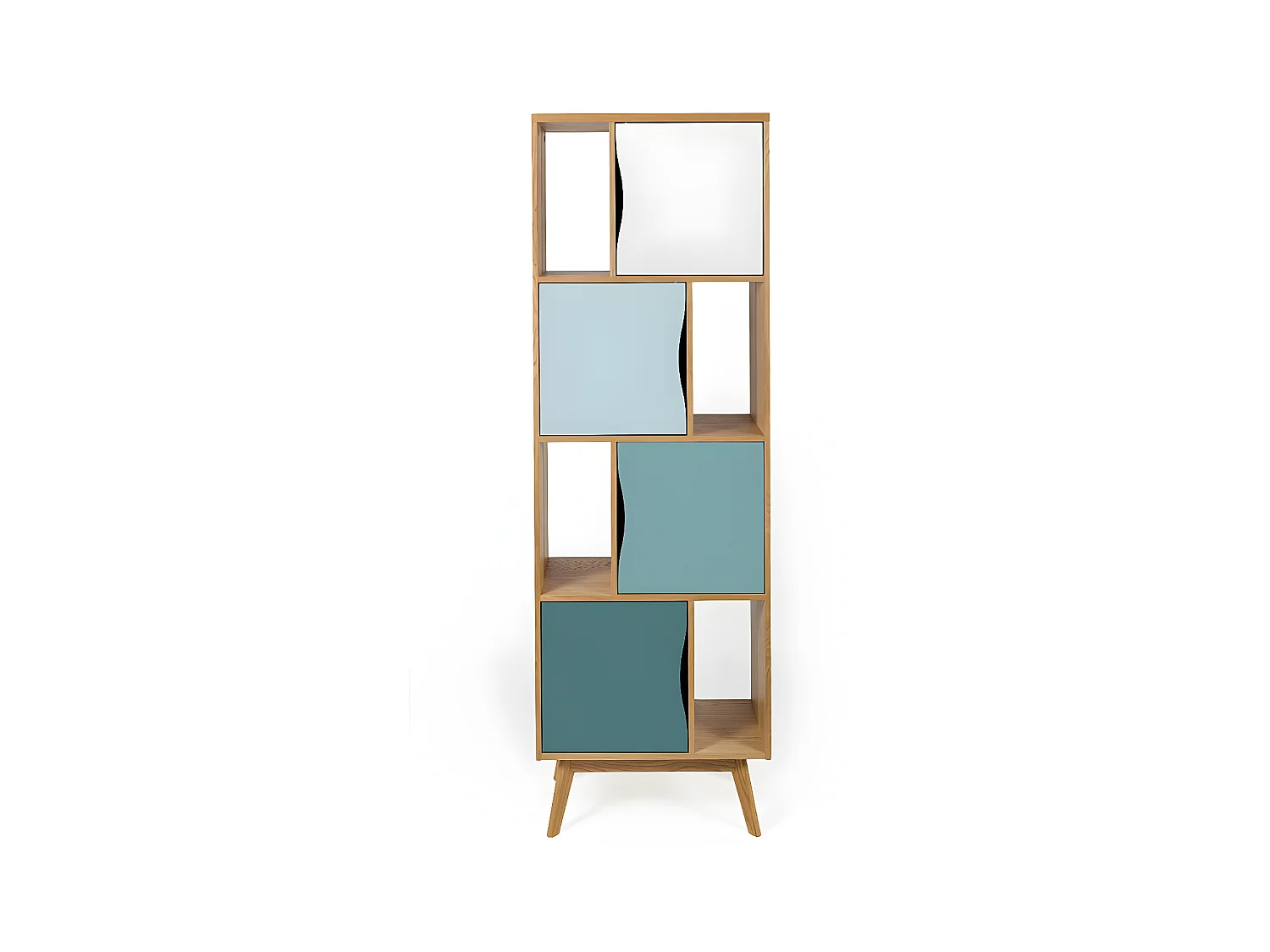 Bibliothèque Design "Avon" 191cm Naturel & Bleu