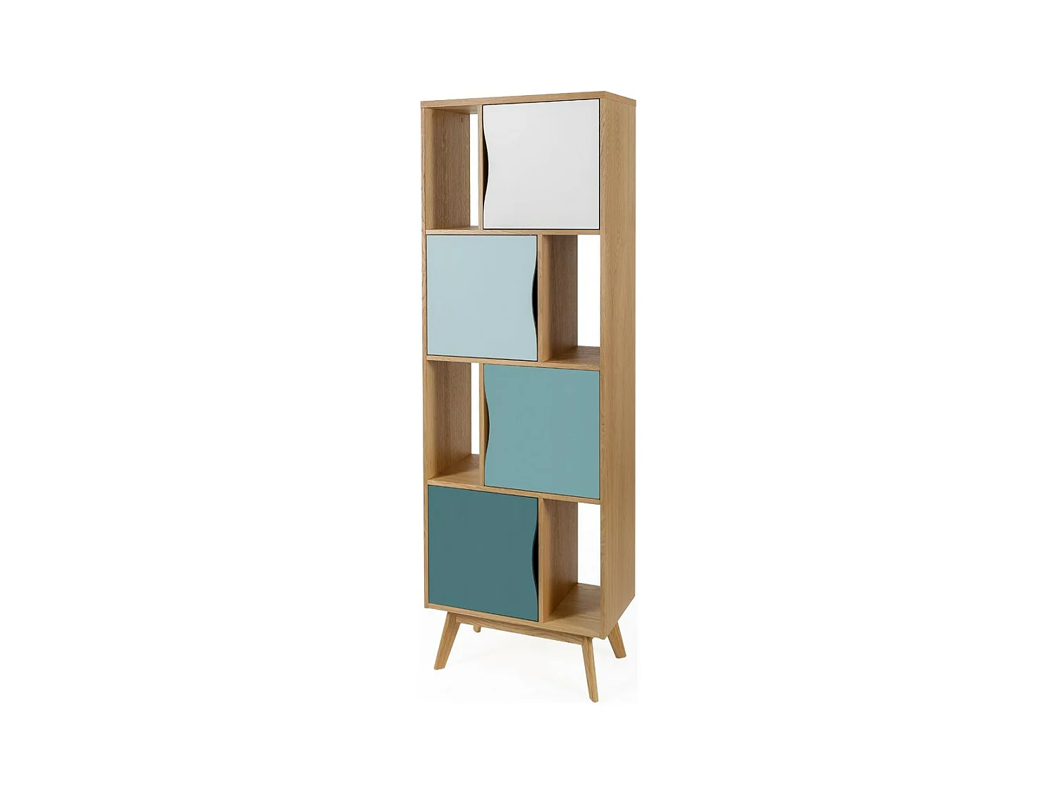 Bibliothèque Design "Avon" 191cm Naturel & Bleu