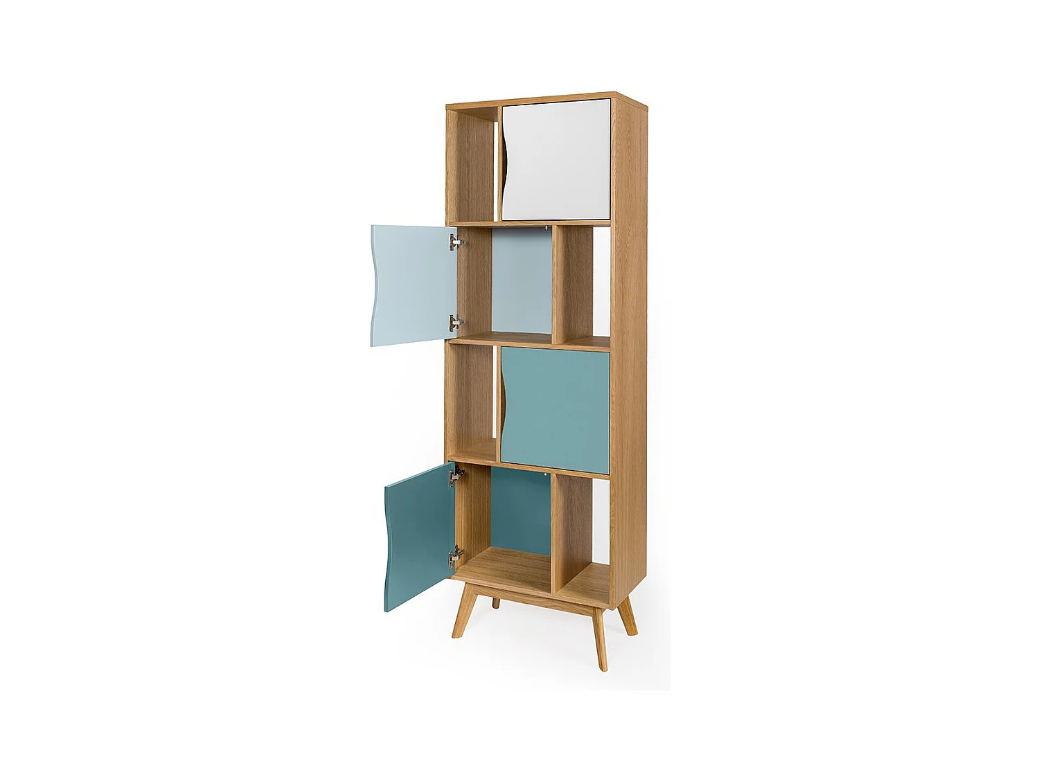 Bibliothèque Design "Avon" 191cm Naturel & Bleu