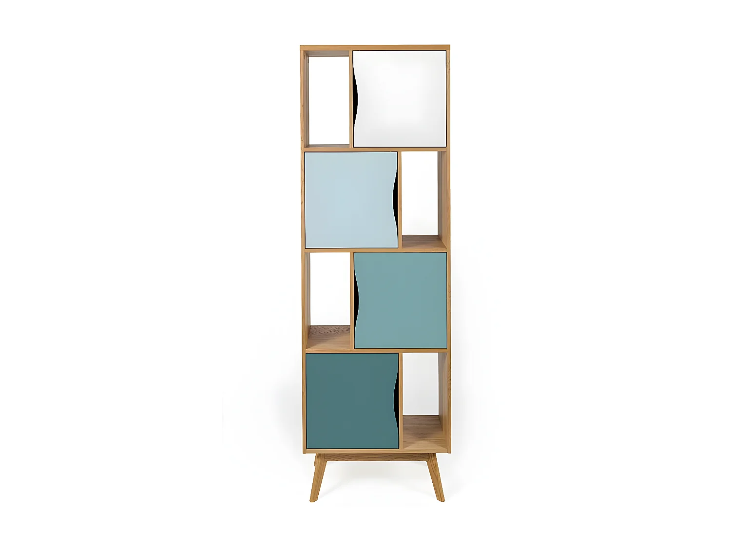Bibliothèque Design "Avon" 191cm Naturel & Bleu