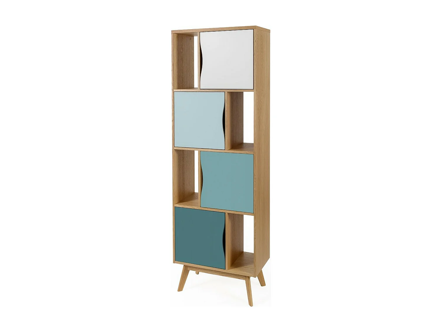 Bibliothèque Design "Avon" 191cm Naturel & Bleu