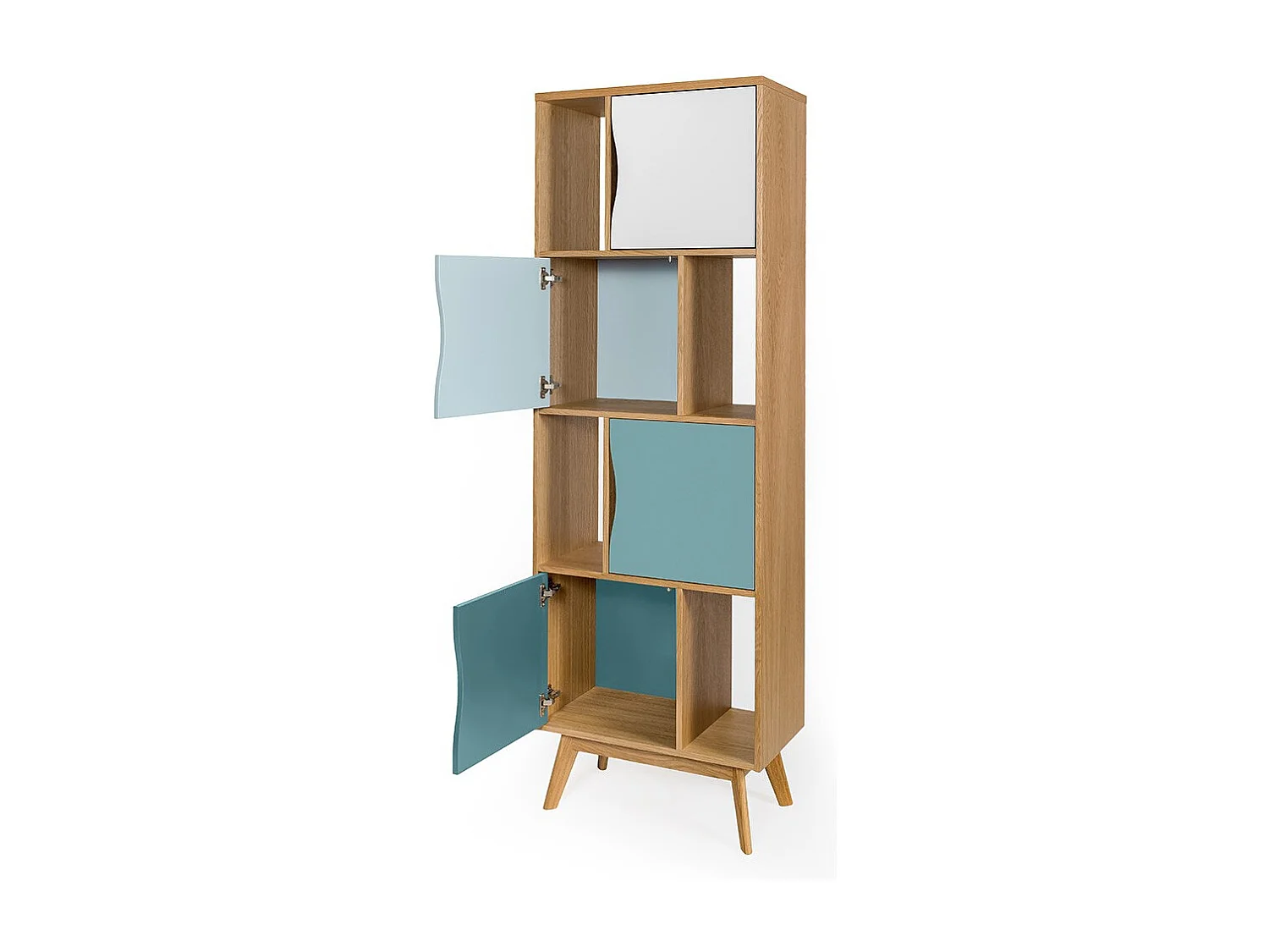 Bibliothèque Design "Avon" 191cm Naturel & Bleu
