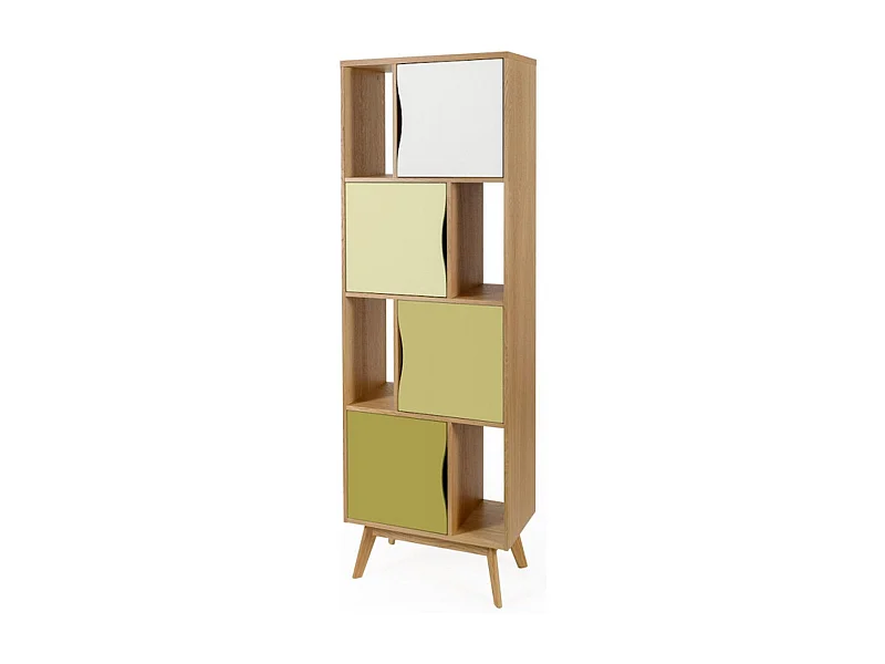 Bibliothèque Design "Avon" 191cm Chêne & Vert