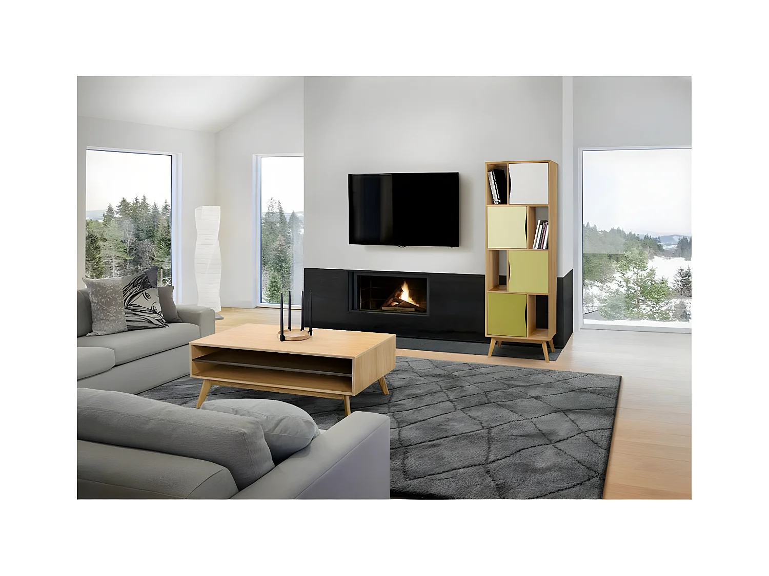 Bibliothèque Design "Avon" 191cm Chêne & Vert