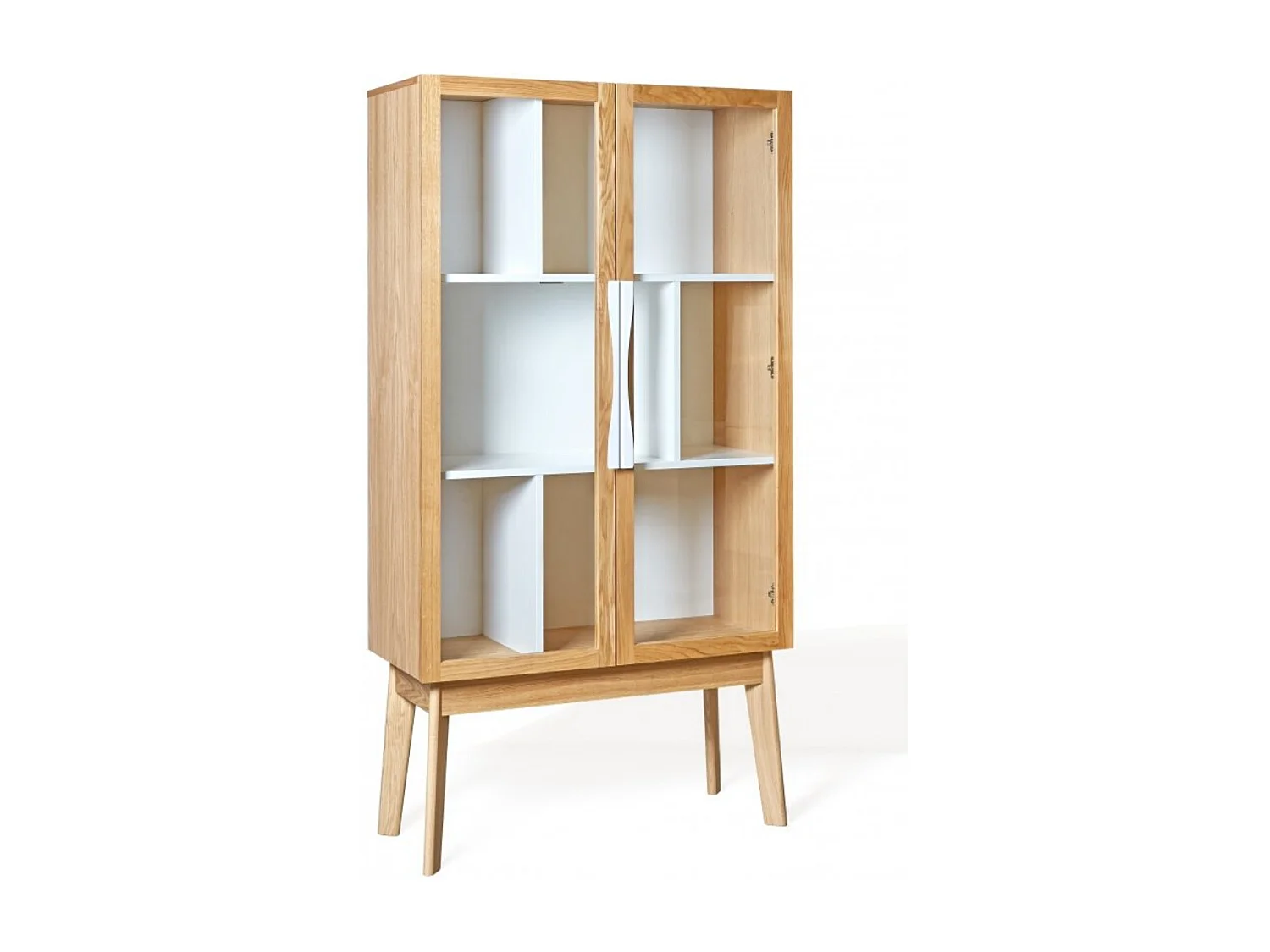 Bibliothèque Vitrine "Avon" 165cm Chêne & Blanc