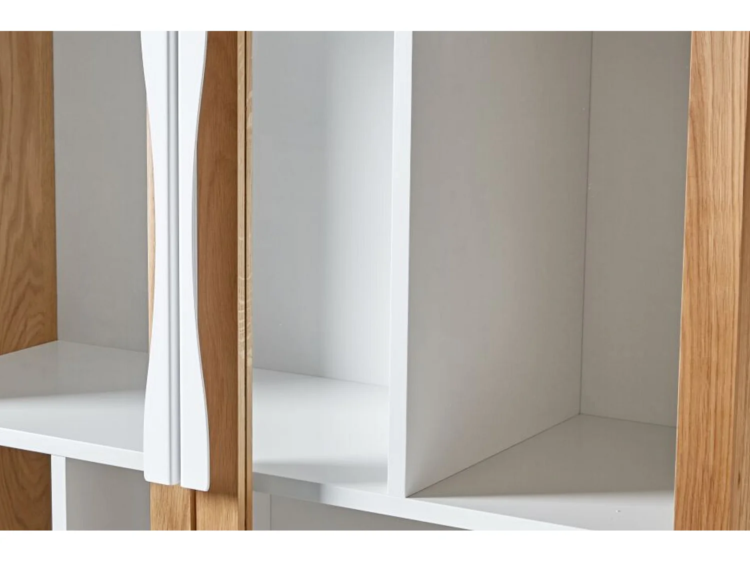 Bibliothèque Vitrine "Avon" 165cm Chêne & Blanc