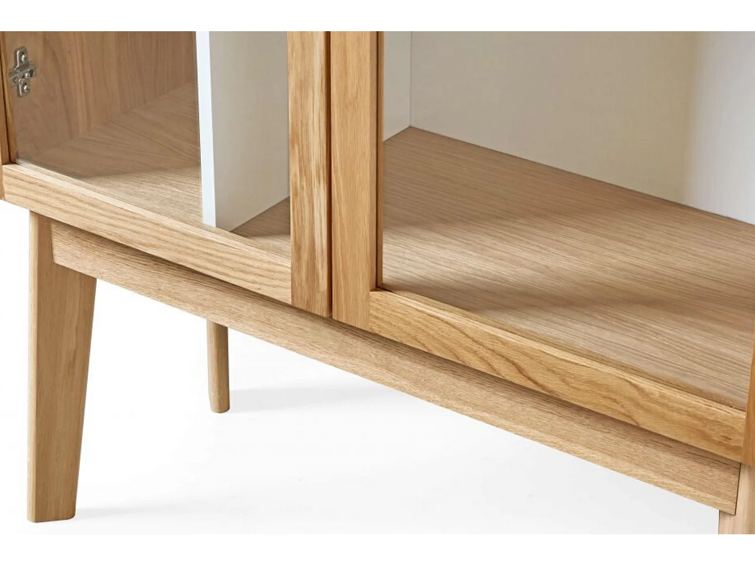 Bibliothèque Vitrine "Avon" 165cm Chêne & Blanc