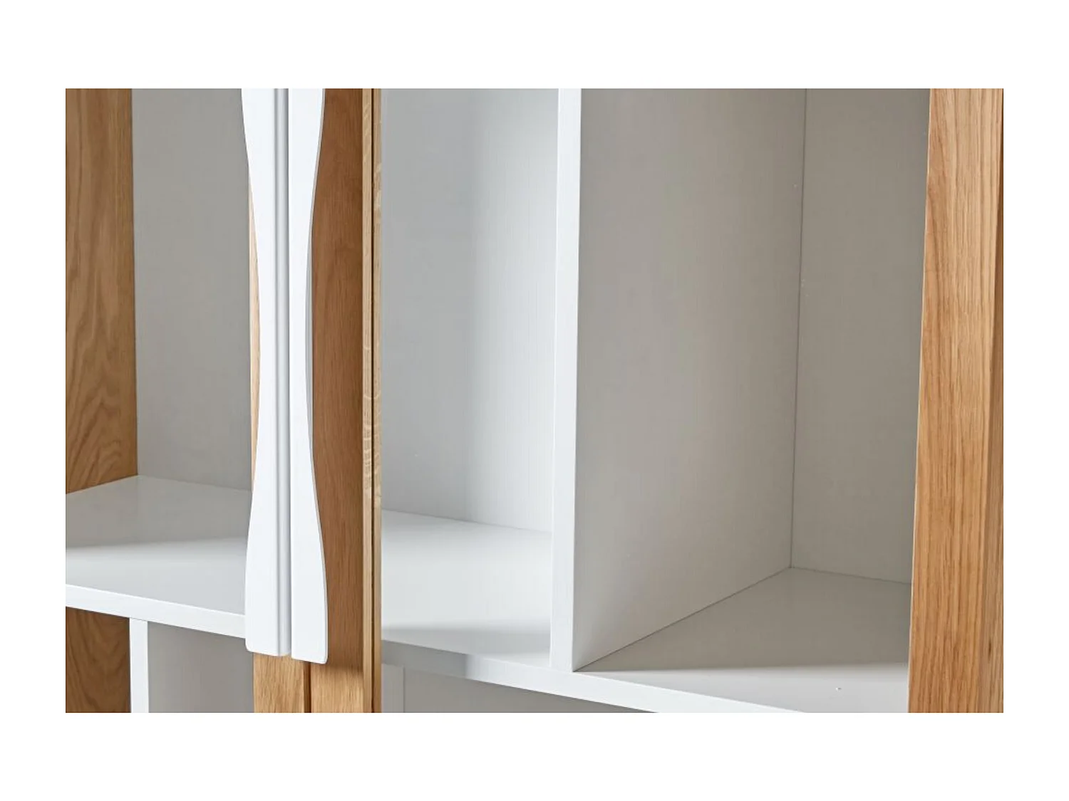 Bibliothèque Vitrine "Avon" 165cm Chêne & Blanc