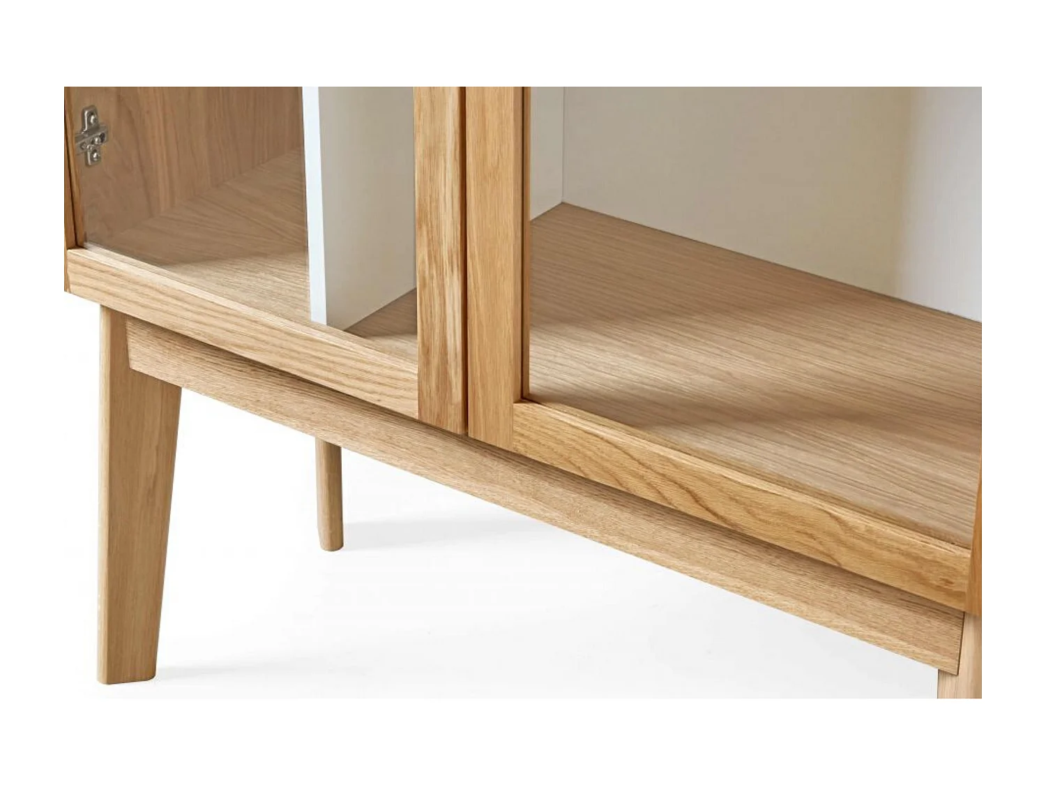 Bibliothèque Vitrine "Avon" 165cm Chêne & Blanc