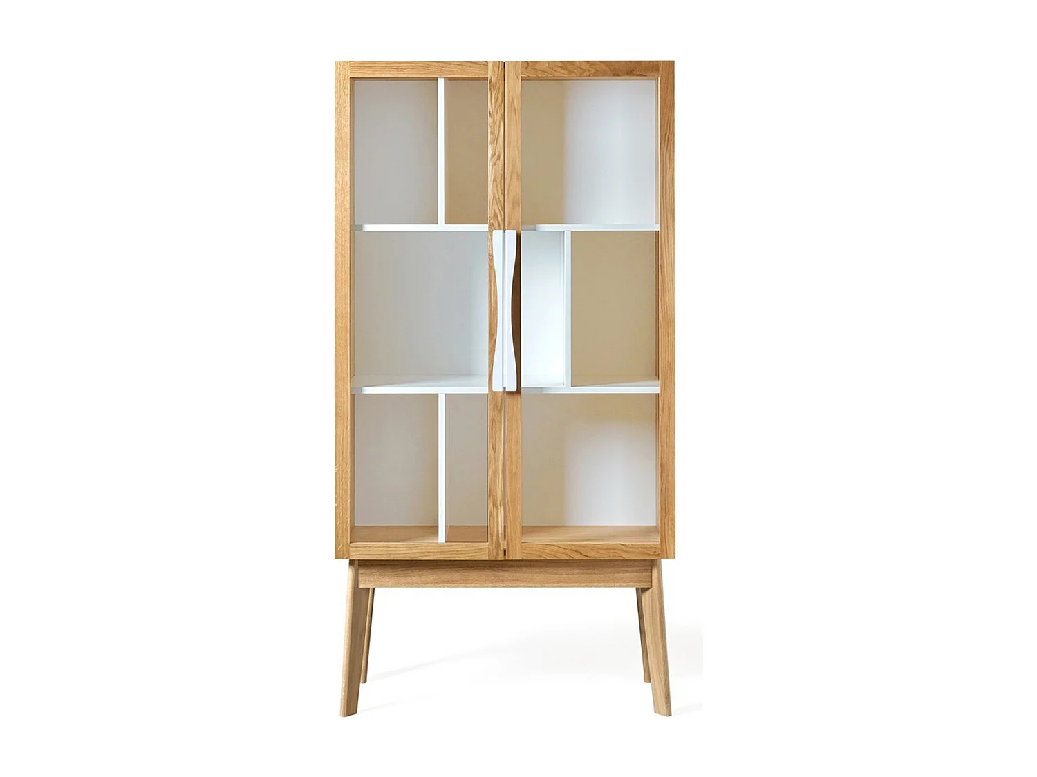 Bibliothèque Vitrine "Avon" 165cm Chêne & Blanc