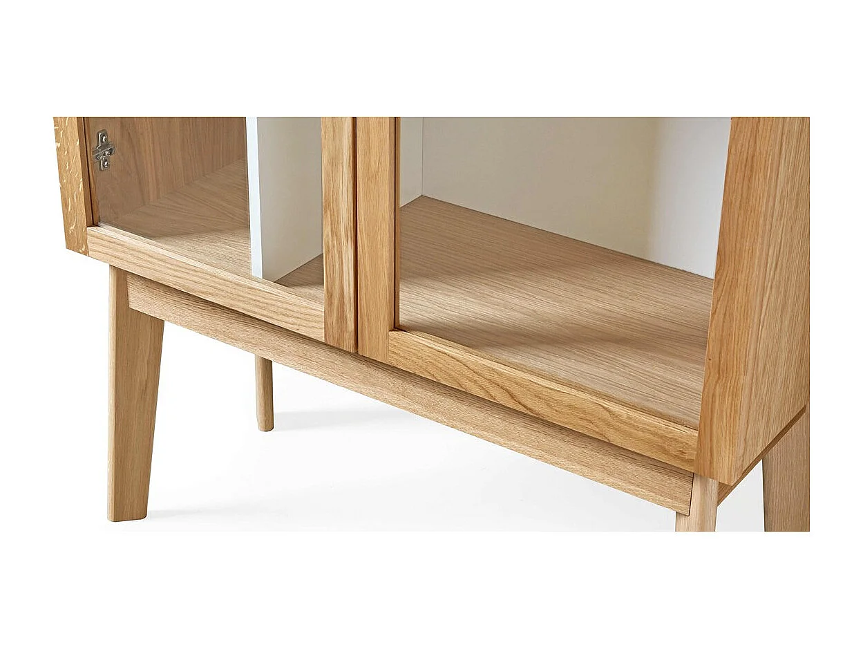 Bibliothèque Vitrine "Avon" 165cm Chêne & Blanc